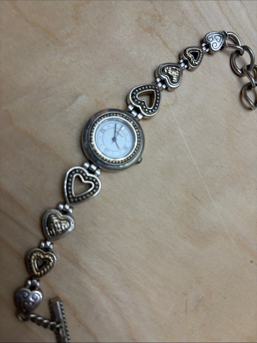 Brighton Genoa Silver and Gold Heart Link Bracelet Watch